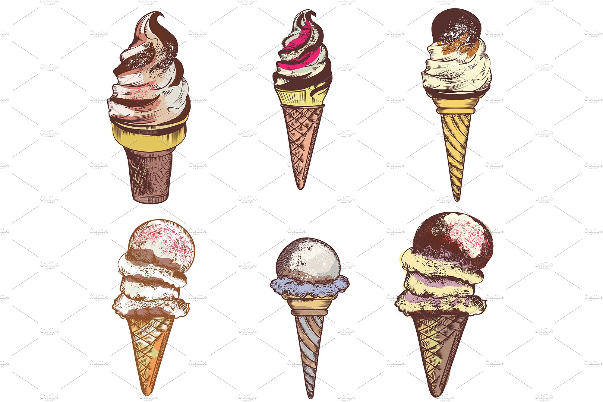 So colorful ice cream set.