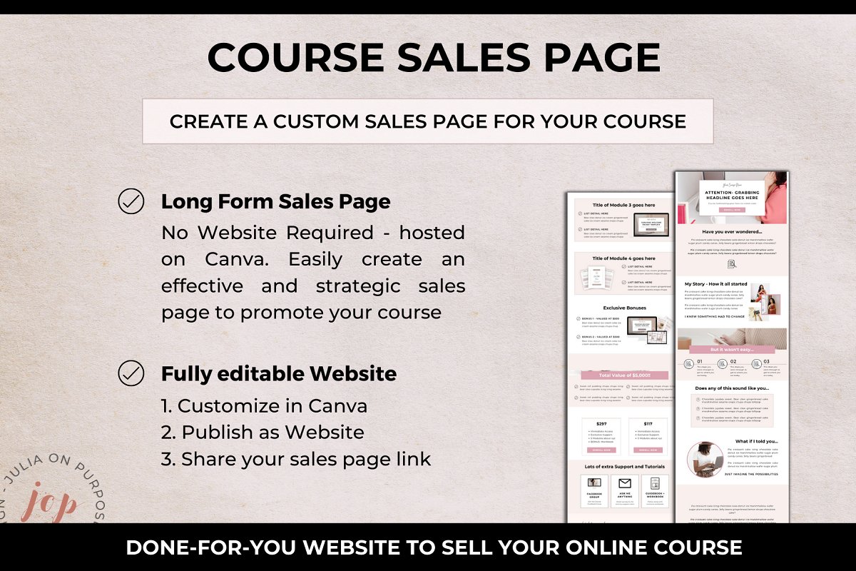 Create a custom sales page for your course.
