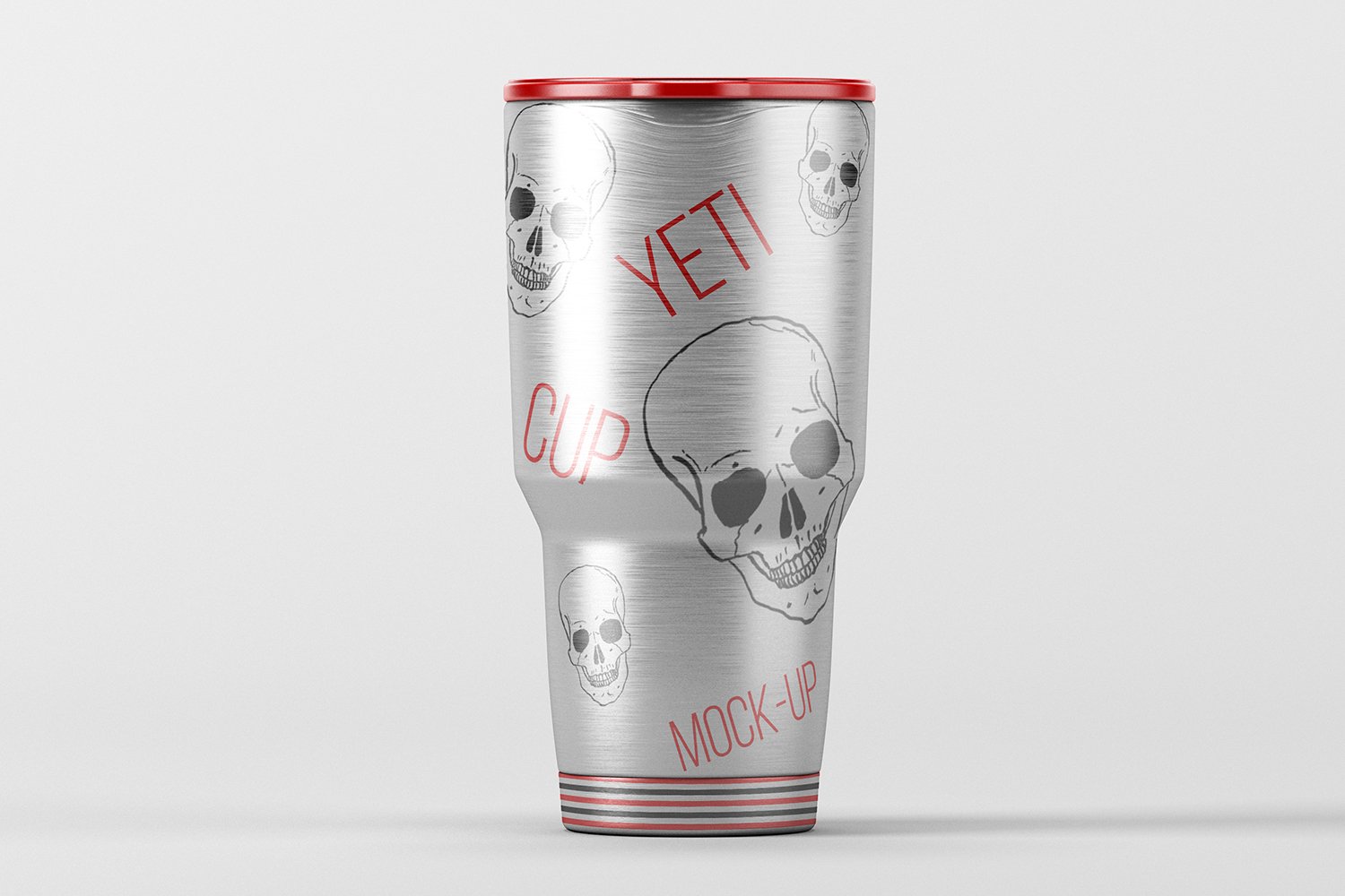Classic metallic yeti cup with a skull illustration.