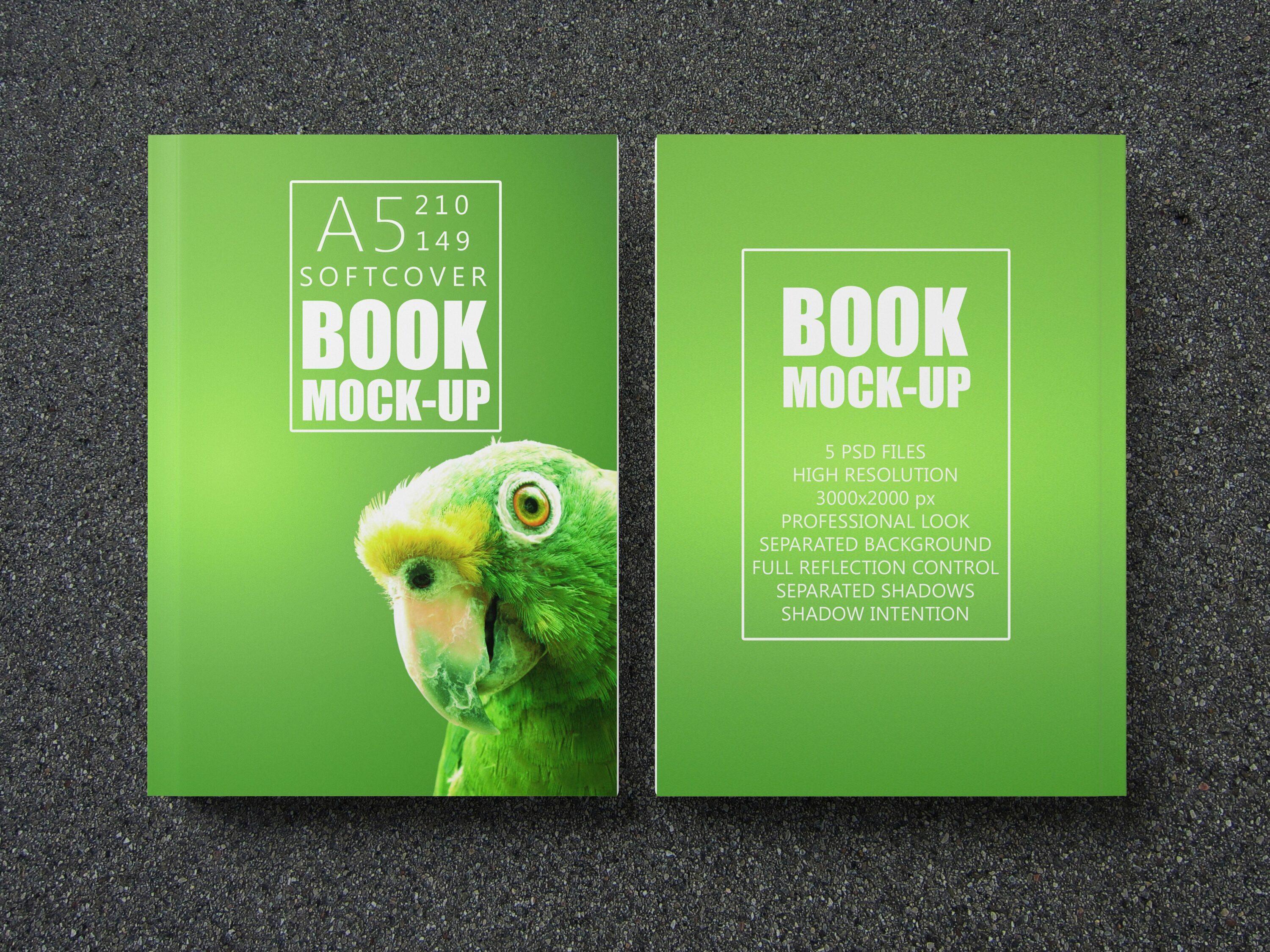 Two green book sides.