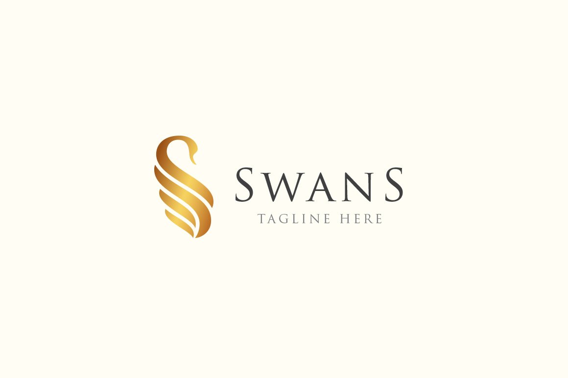 Gold swan logo near the lettering.