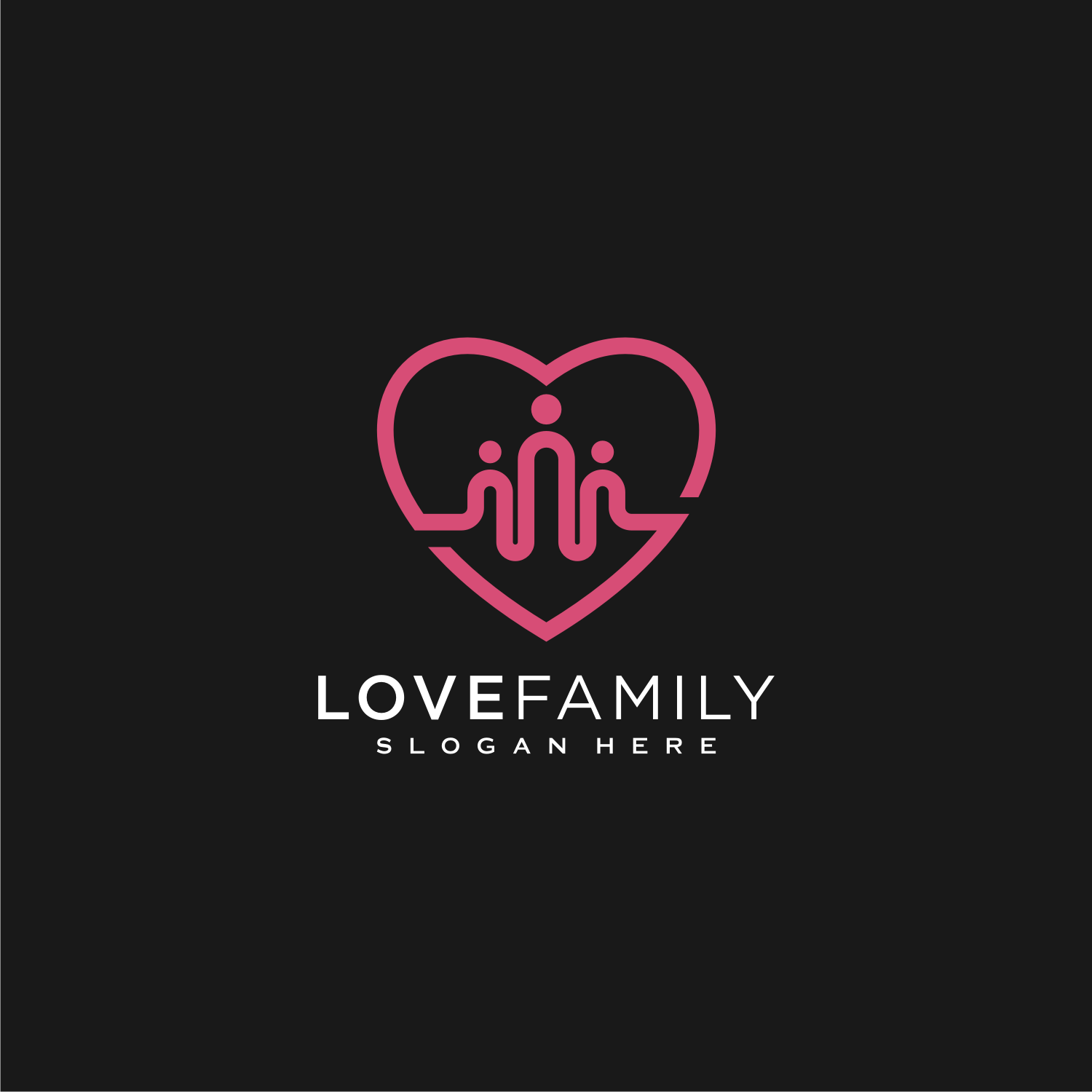 Love Family Logo Vector Design Line Style
