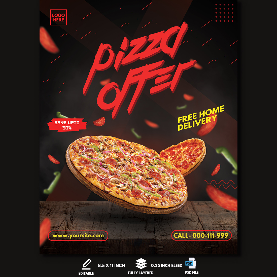 Pizza Menu Flyer Template cover image.