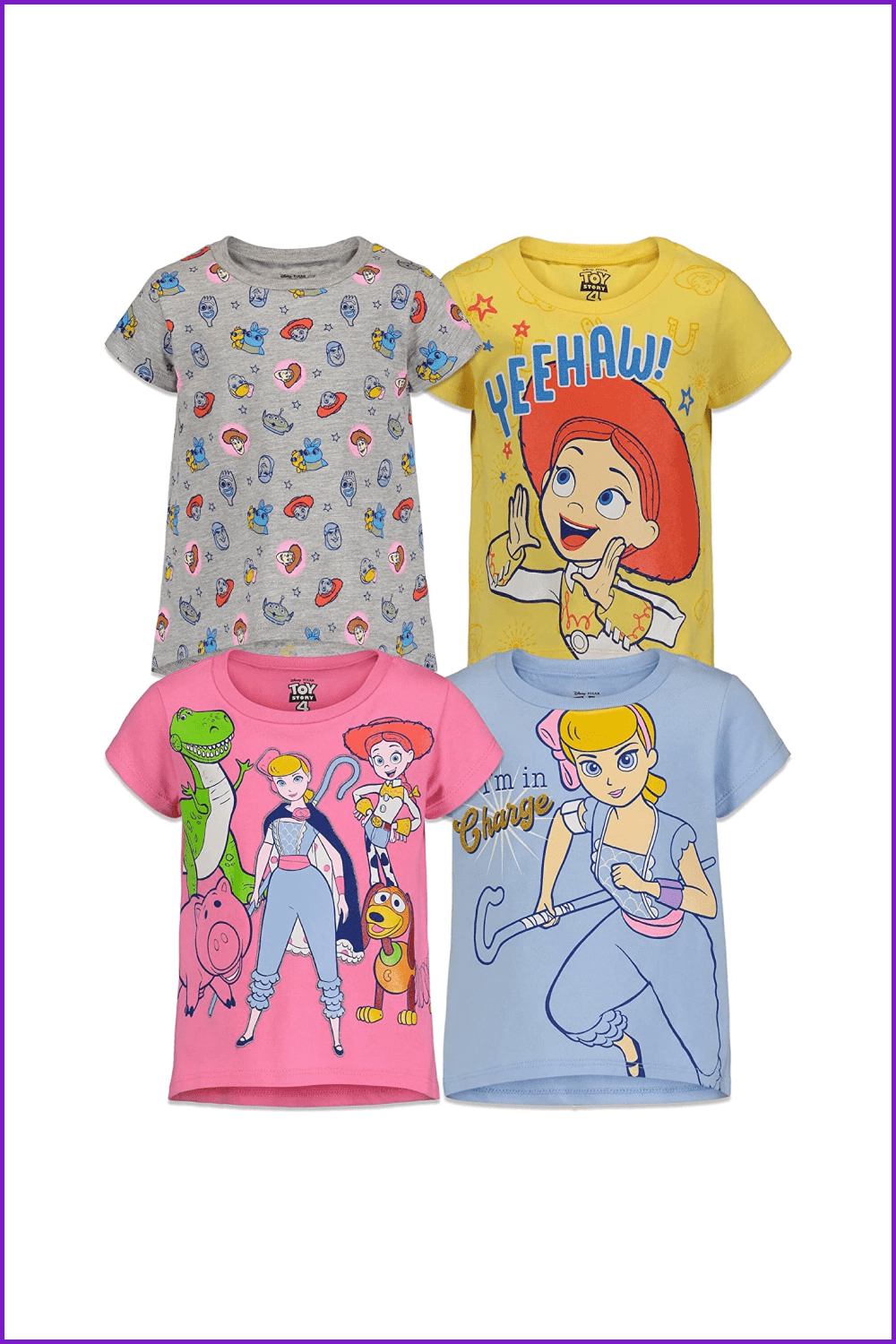 Disney Toy Story Girls 4 Pack Short Sleeve T-Shirts.