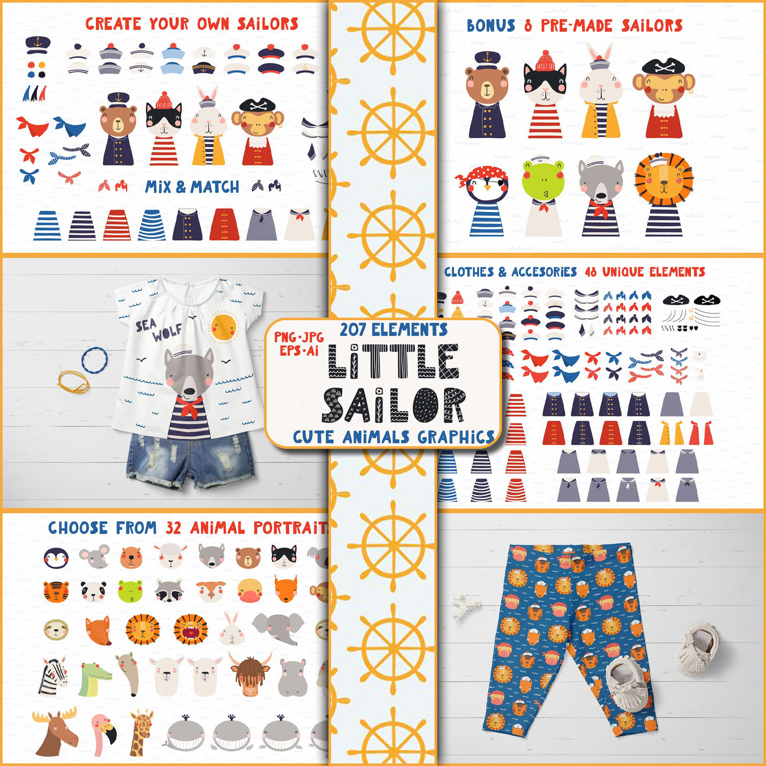 Little Sailor Cute Animals Graphics cover.