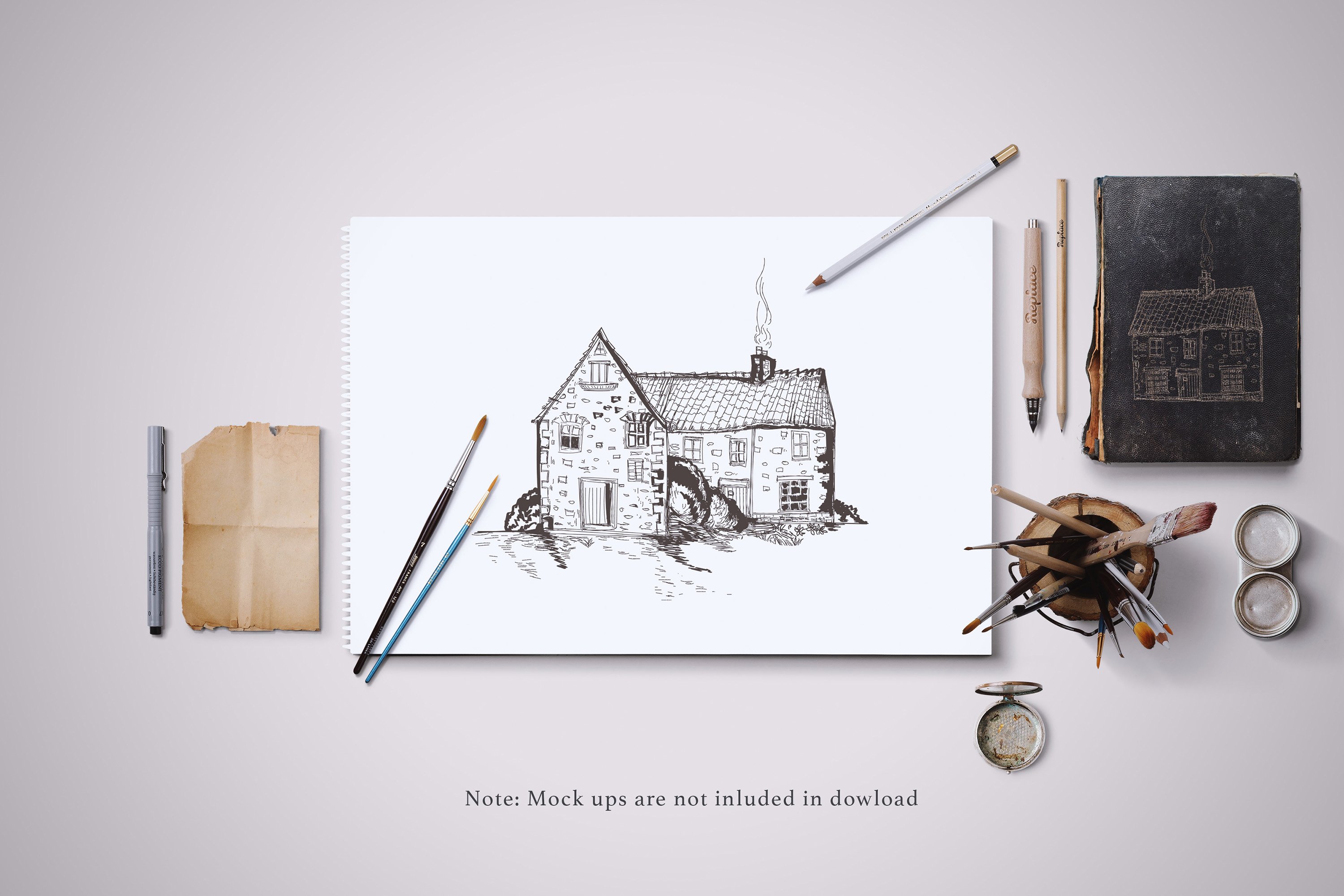 White paper with hand drawn house.
