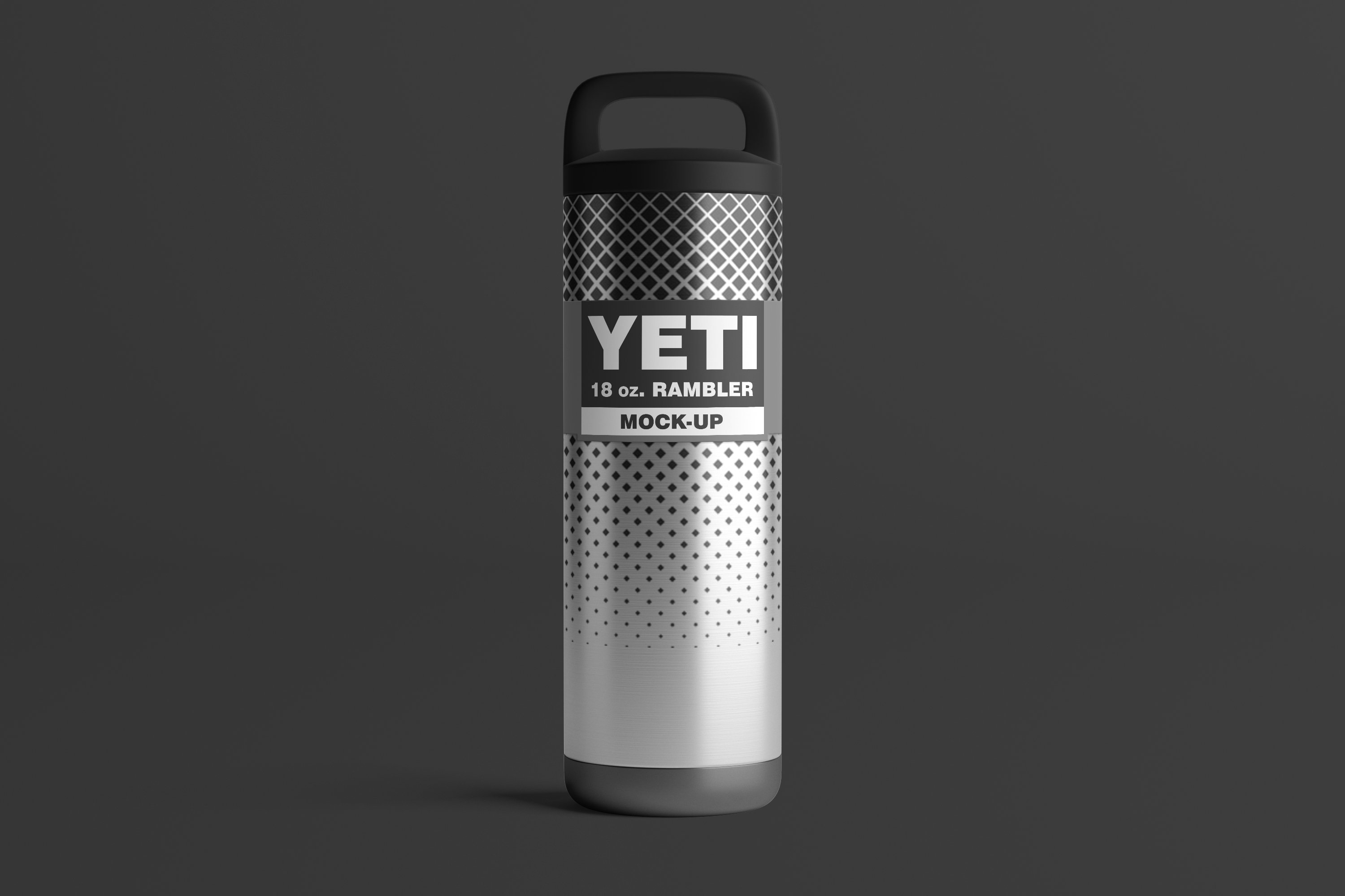 Big metal gold yeti cup for adventures with small black dotted.