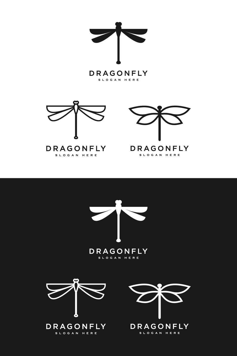 Dragonfly Logo Vector Design Line Style pinterest.