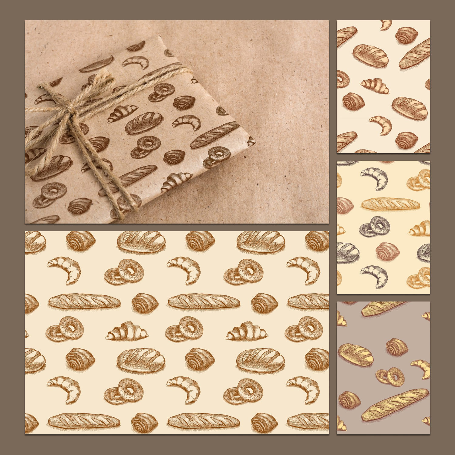 6 seamless patterns with bakery created by DerzhavinaArt.