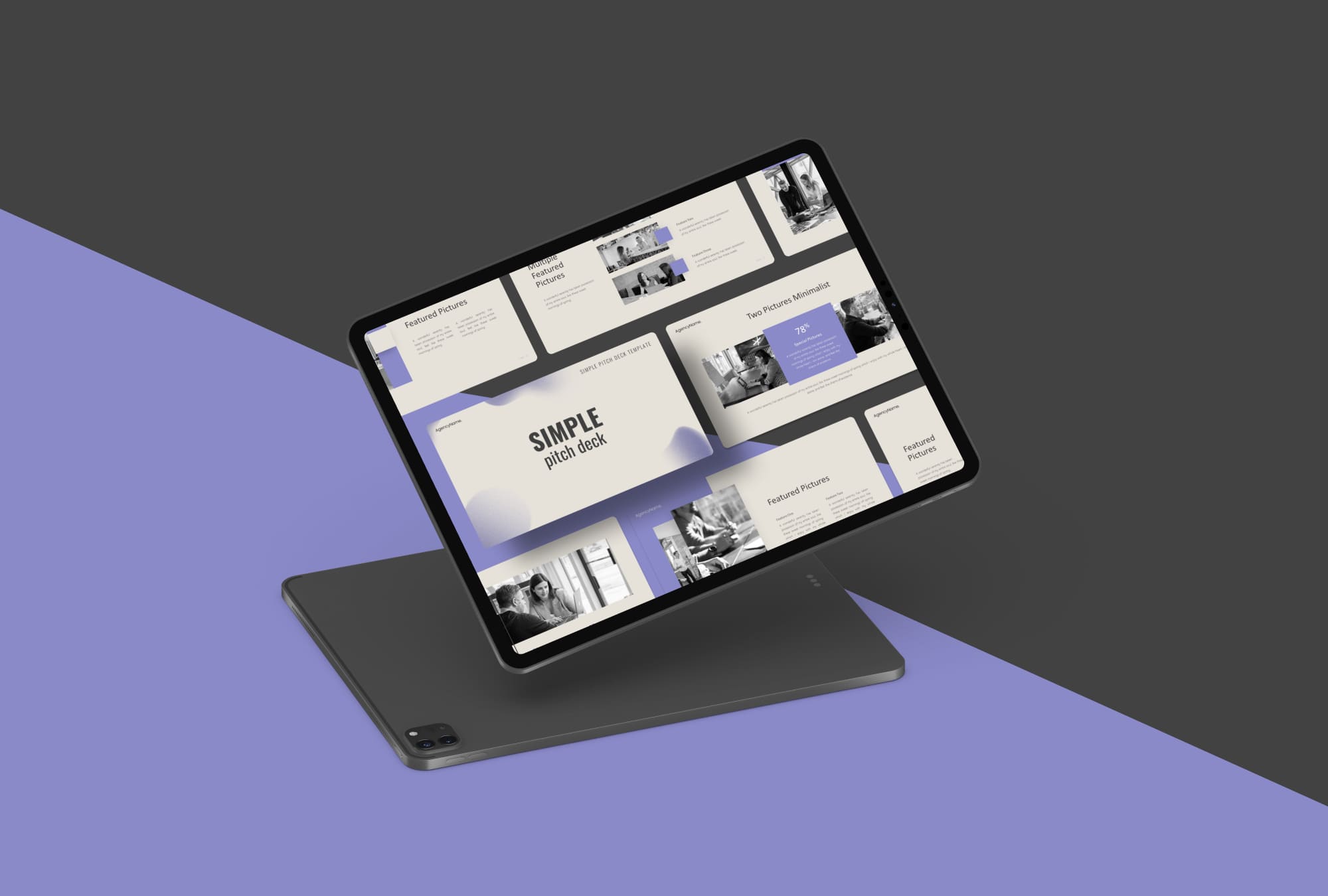 Simple Pitch Deck Presentation Template - tablet.