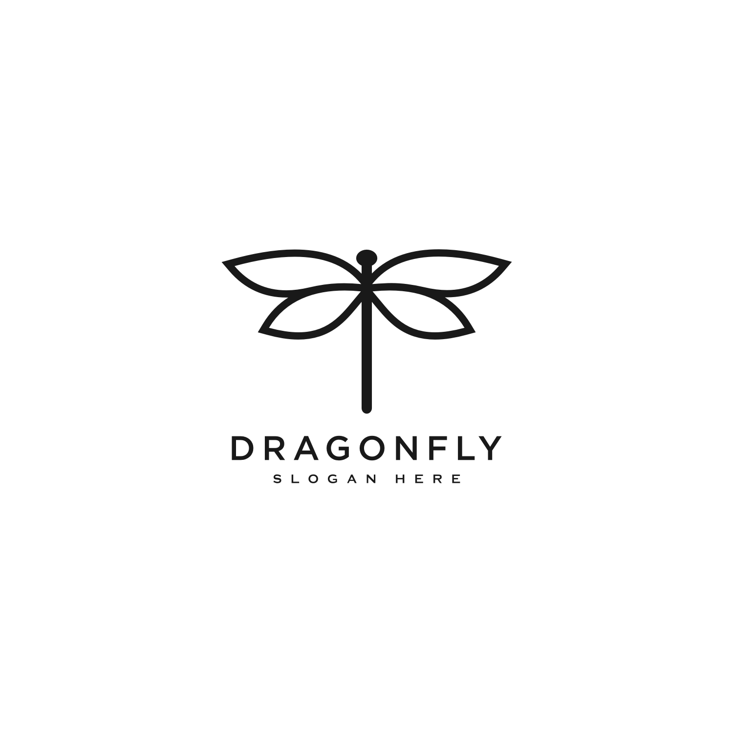 Dragonfly Logo Vector Design Line Style