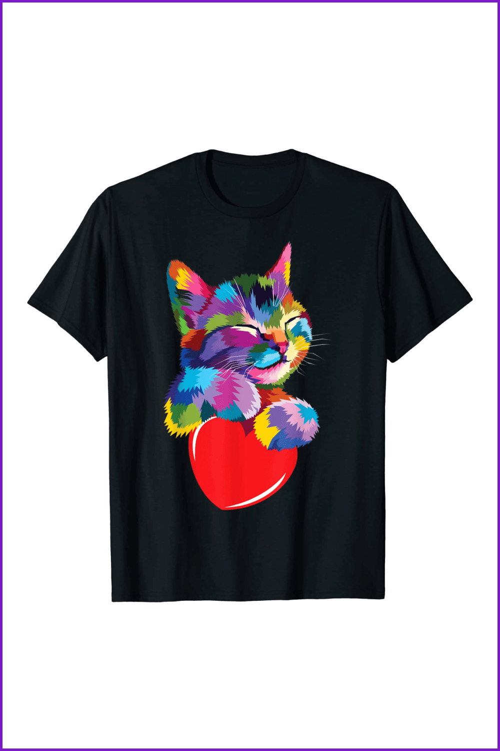 Cute Cat Gift for kitten lovers Colorful Art Kitty Adoption T-Shirt.
