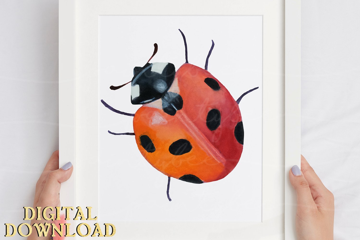 Watercolor ladybugs - photo frame.