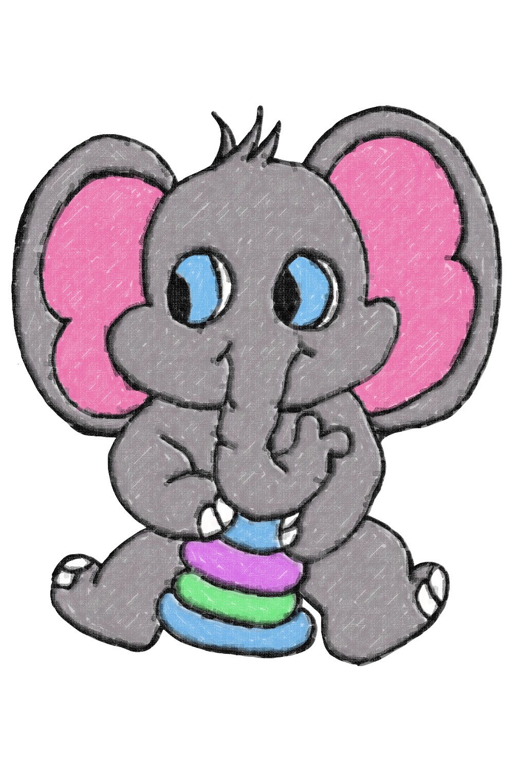 Cute Pencil Art Elephant Embellishment Pinterest Image.