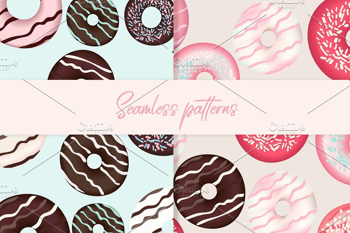 Donut seamless patterns.