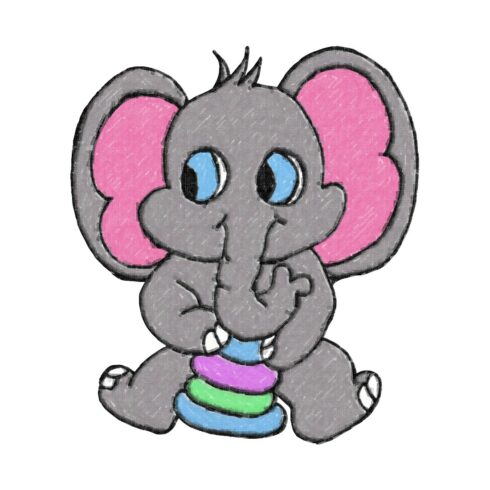 Cute Pencil Art Elephant Embellishment Cover Image.