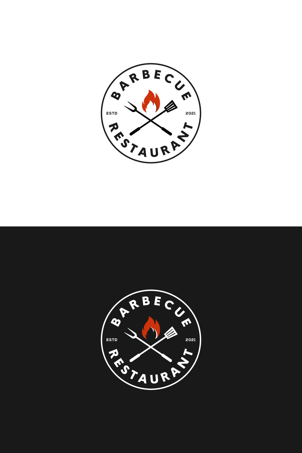 Barbecue with Fork and Fire Flame Logo pinterest image.