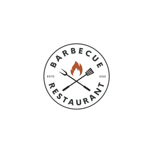 Barbecue with Fork and Fire Flame Logo cover image.