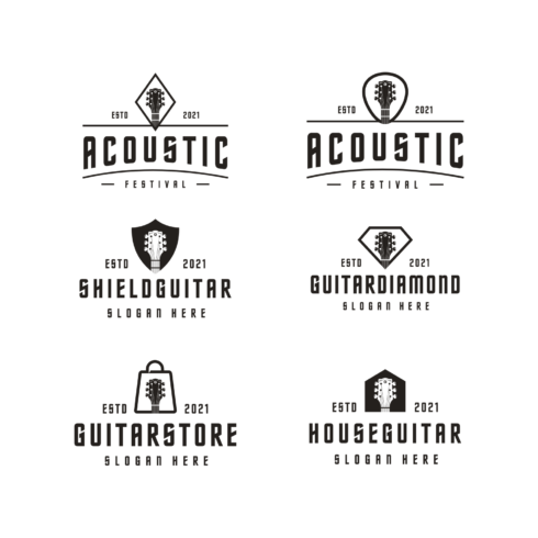 Acoustic Guitar Logo Design Vector Template cover image.