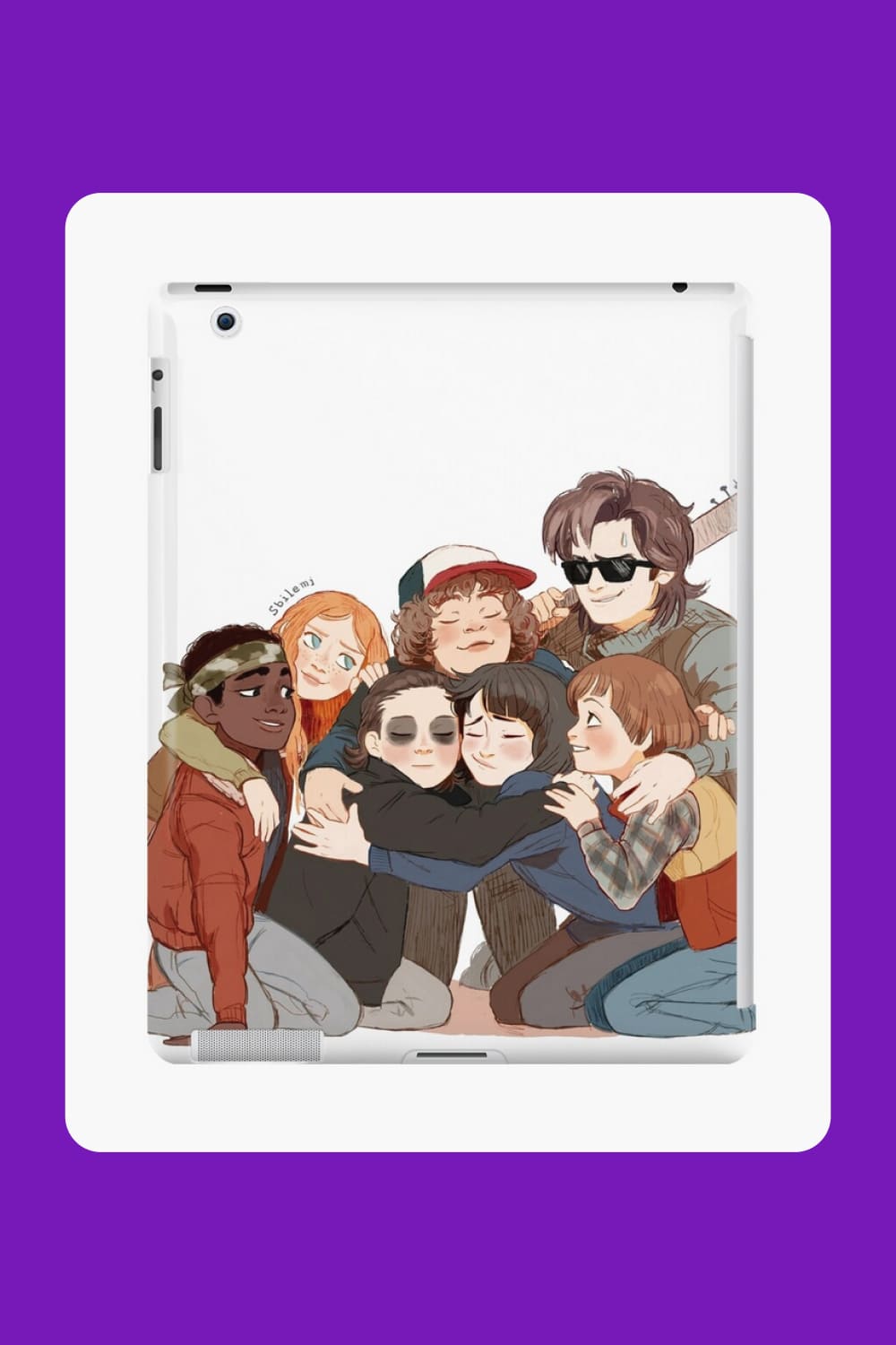 Collage with Stranger Things big hug iPad Case.