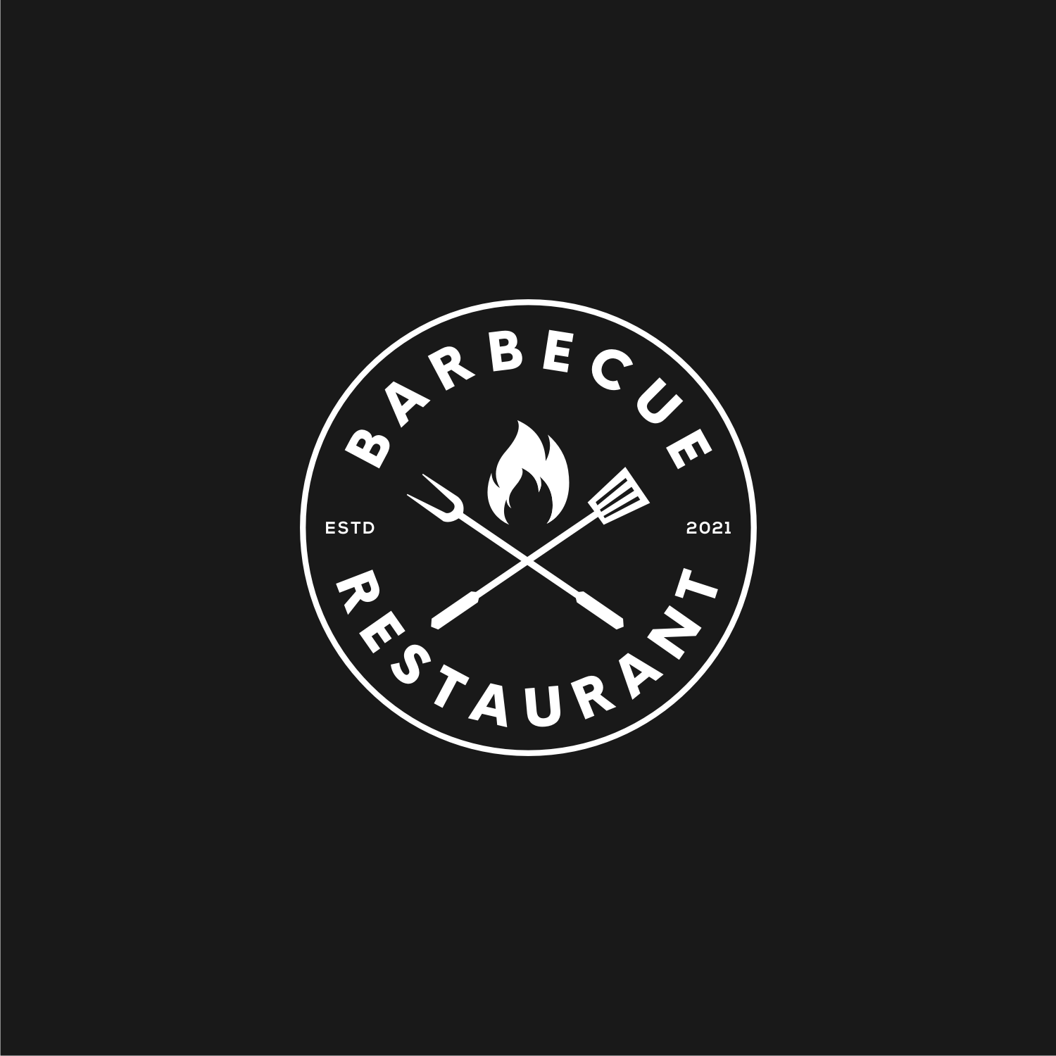 Barbecue with Fork and Fire Flame Logo previews.