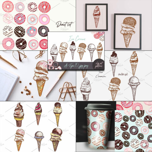 Ice cream vector set.