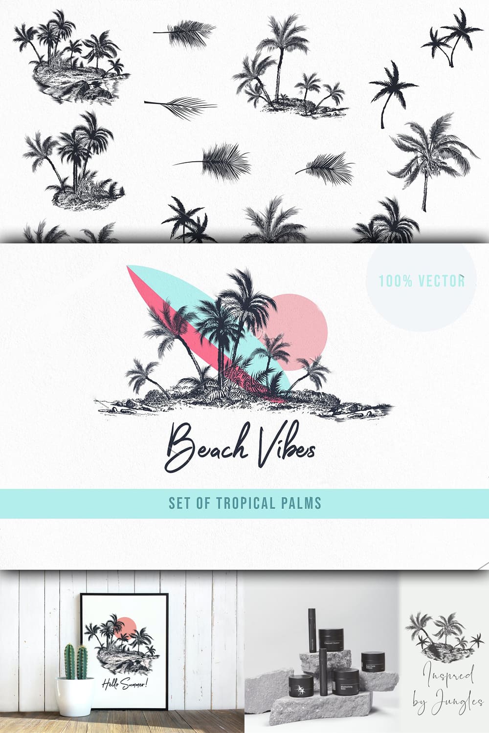 7175905 palm trees vector clip art set pinterest 1000 1500