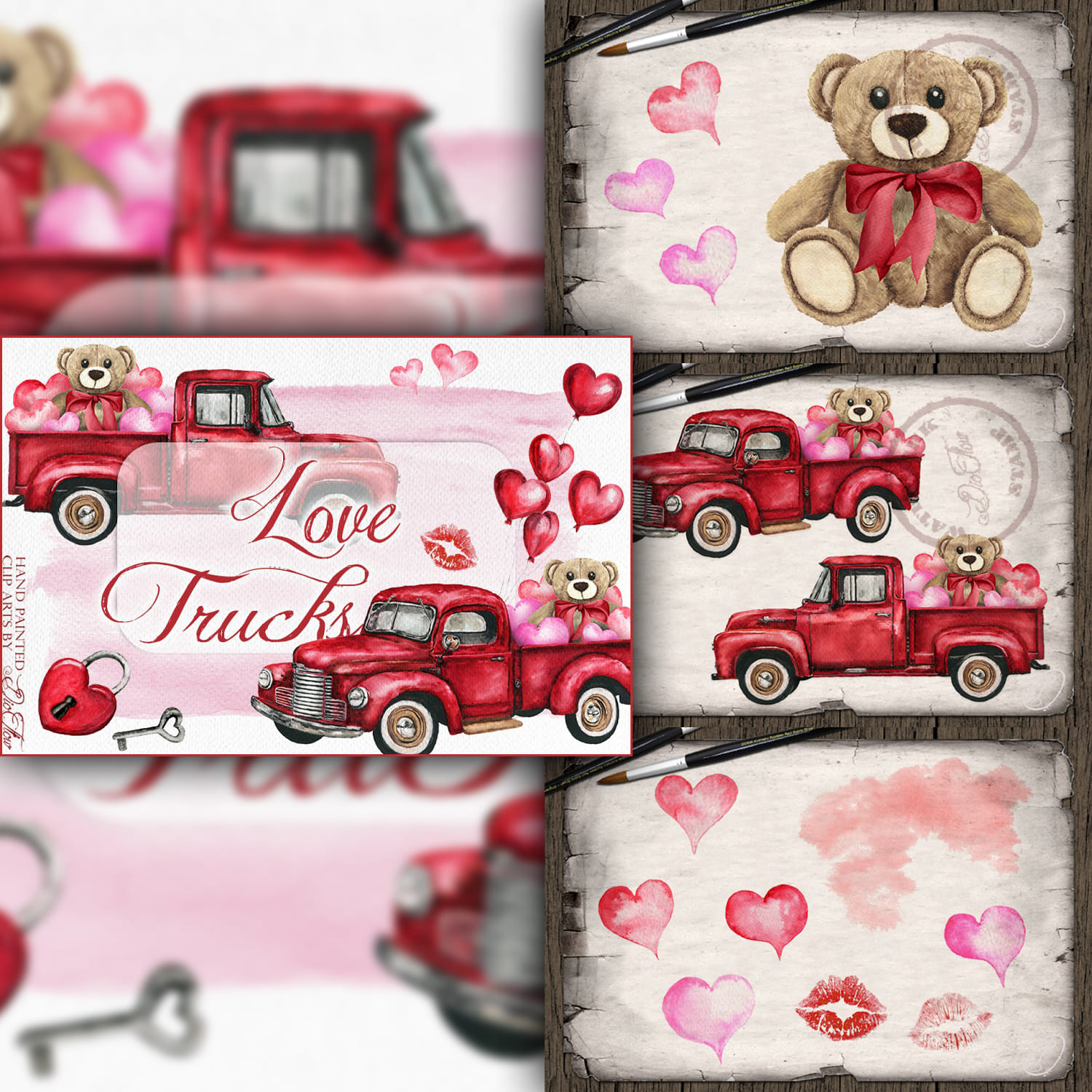 Love Truck Watercolor Illustration cover.