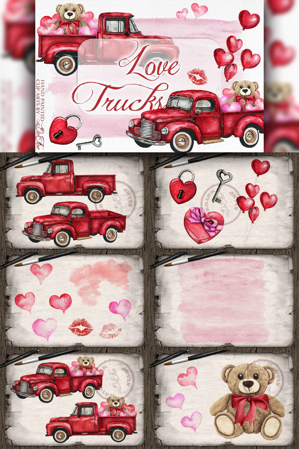 7217540 love truck watercolor illustration pinterest 1000 1500