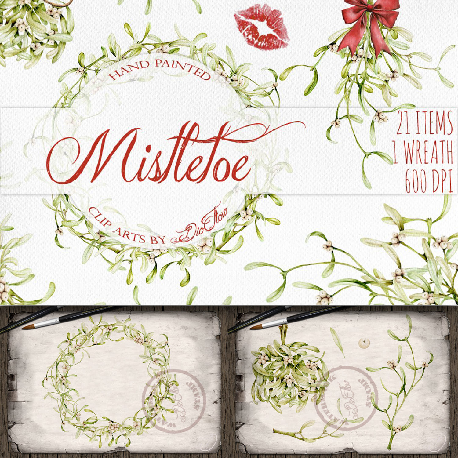 Mistletoe Watercolor Illustration cover.