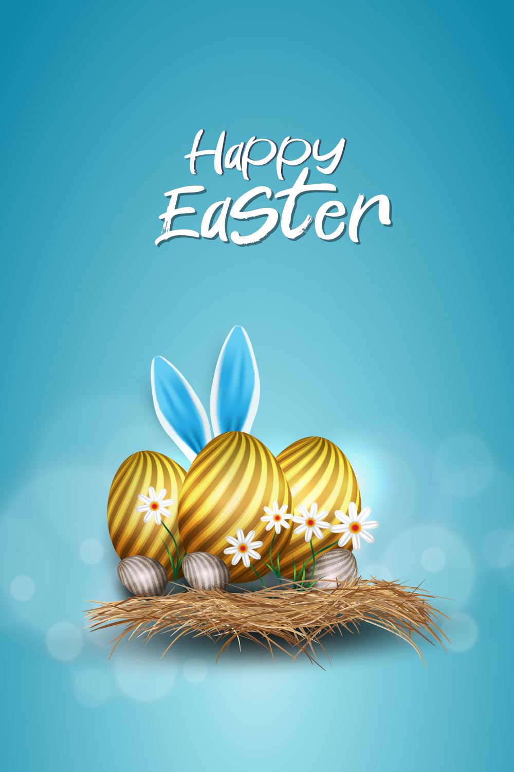 Happy Easter Illustration Pinterest Image.