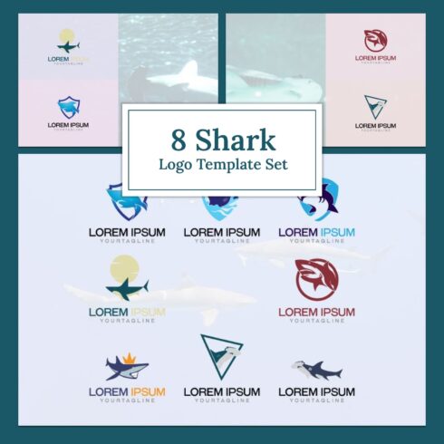 8 shark logo template set - main image preview.