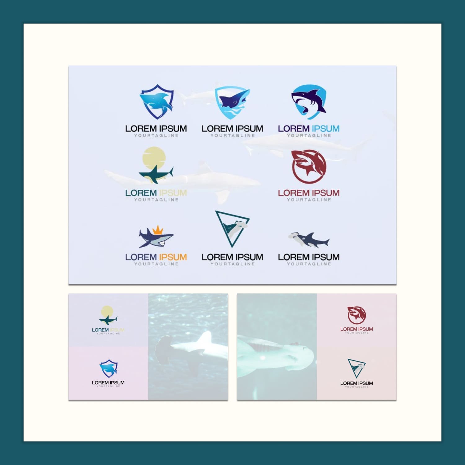 8 shark logo template set created by plus.