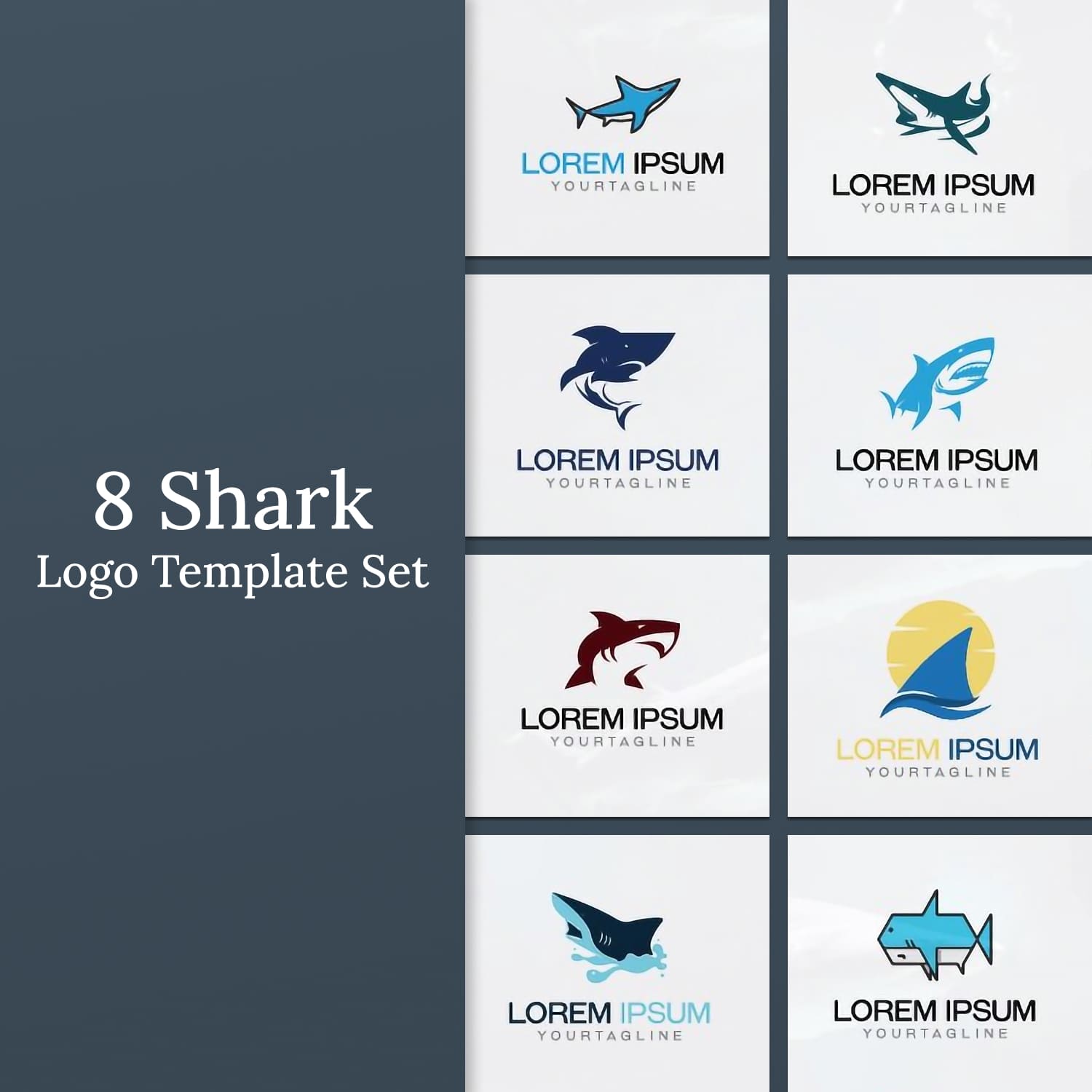 8 shark logo template set - main image preview.