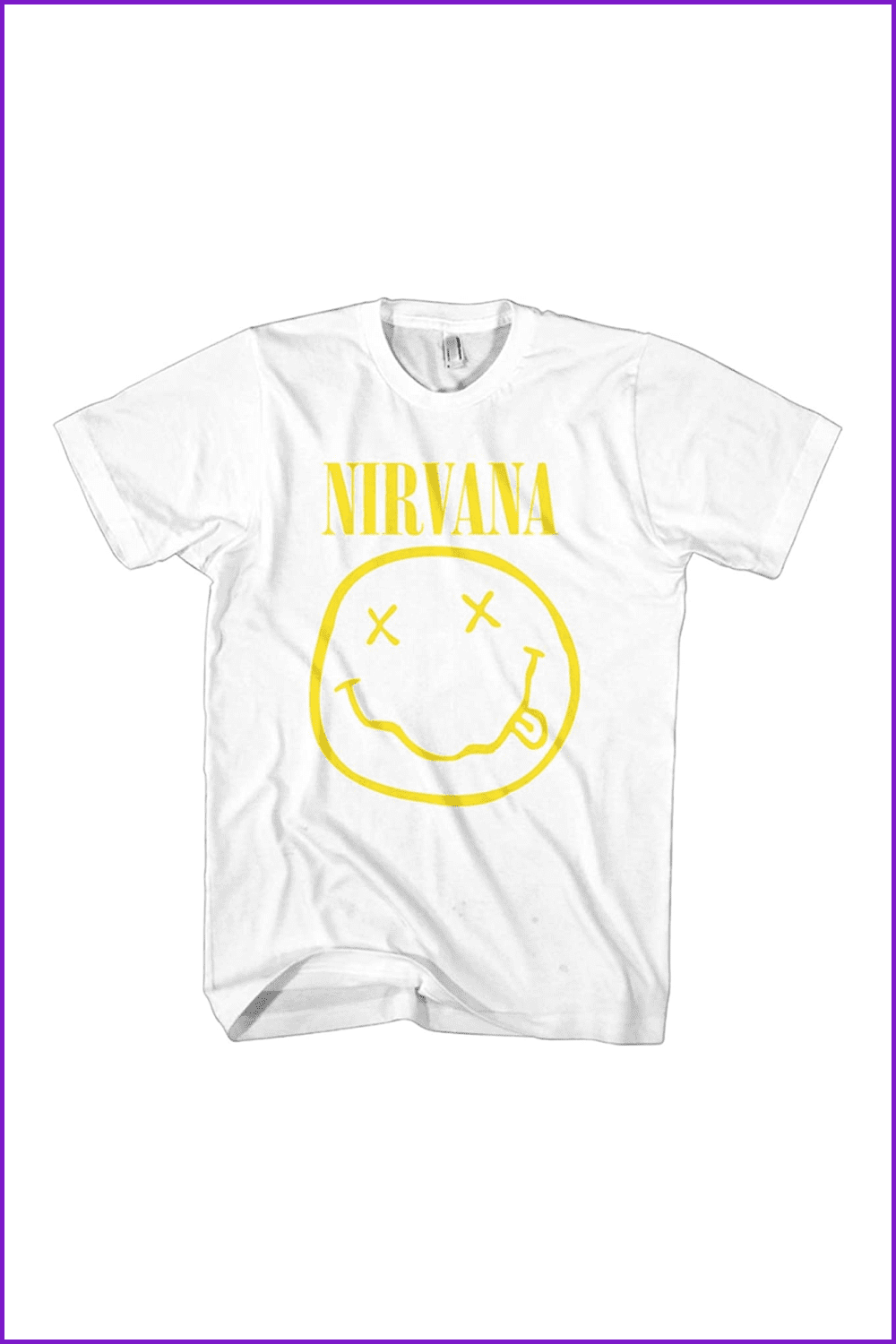 Nirvana T Shirt Yellow Smiley Band Logo Official Mens White.