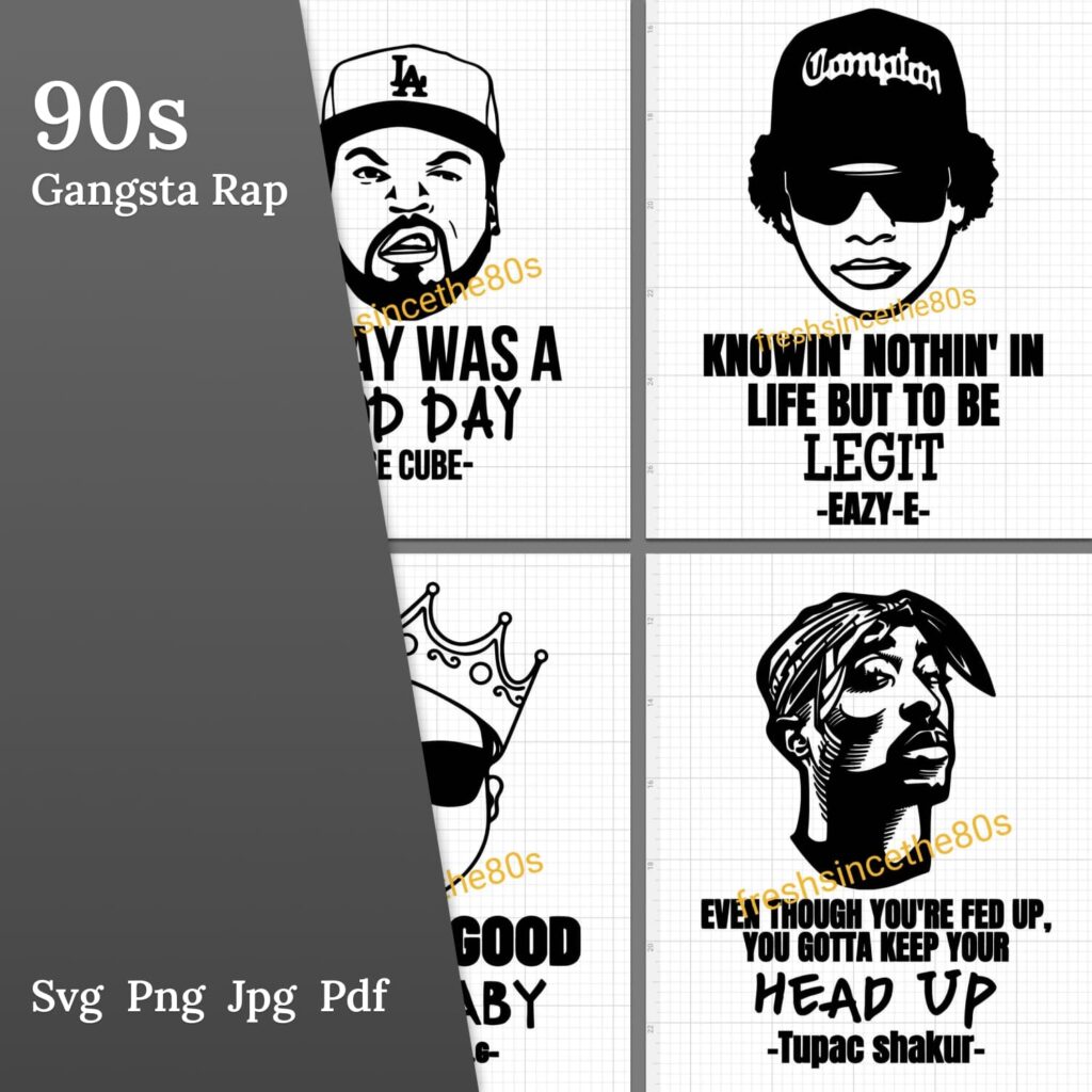 90s Gangsta Rap 4 SVG PNG JPG PDF Bundle – MasterBundles