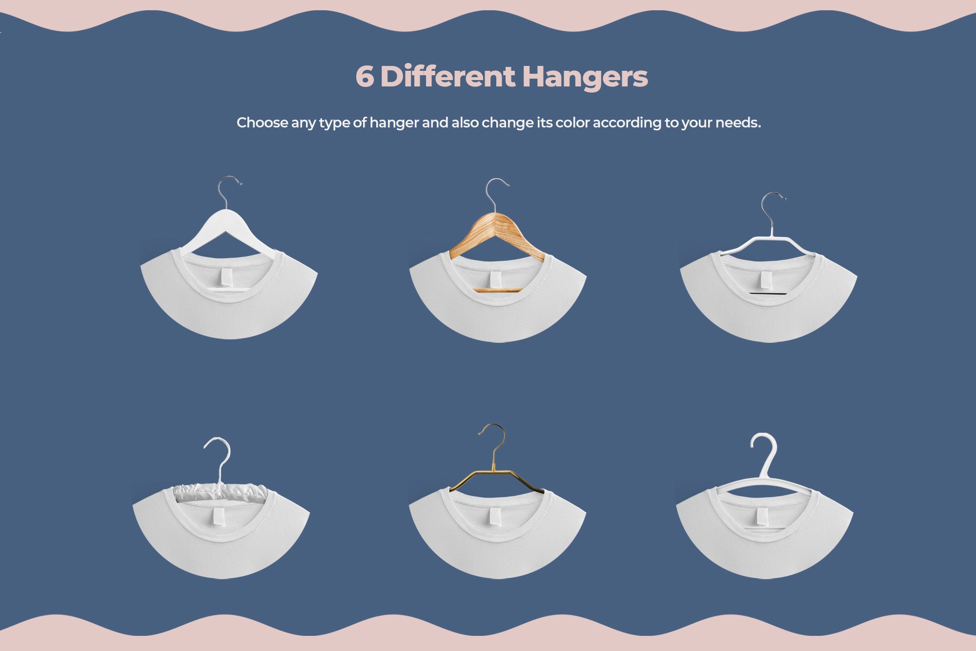 Six different white hangers.