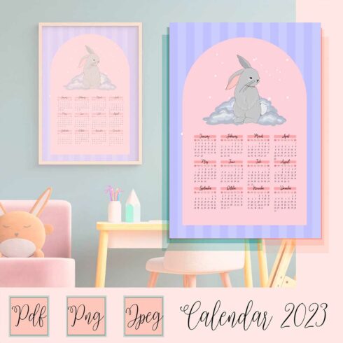 Calendar 2023 with Cute Rabbit cover image.