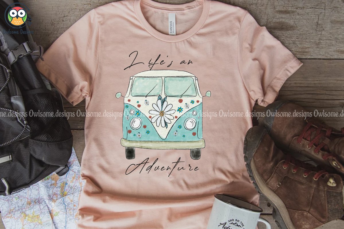 Pastel t-shirt with hippie car.