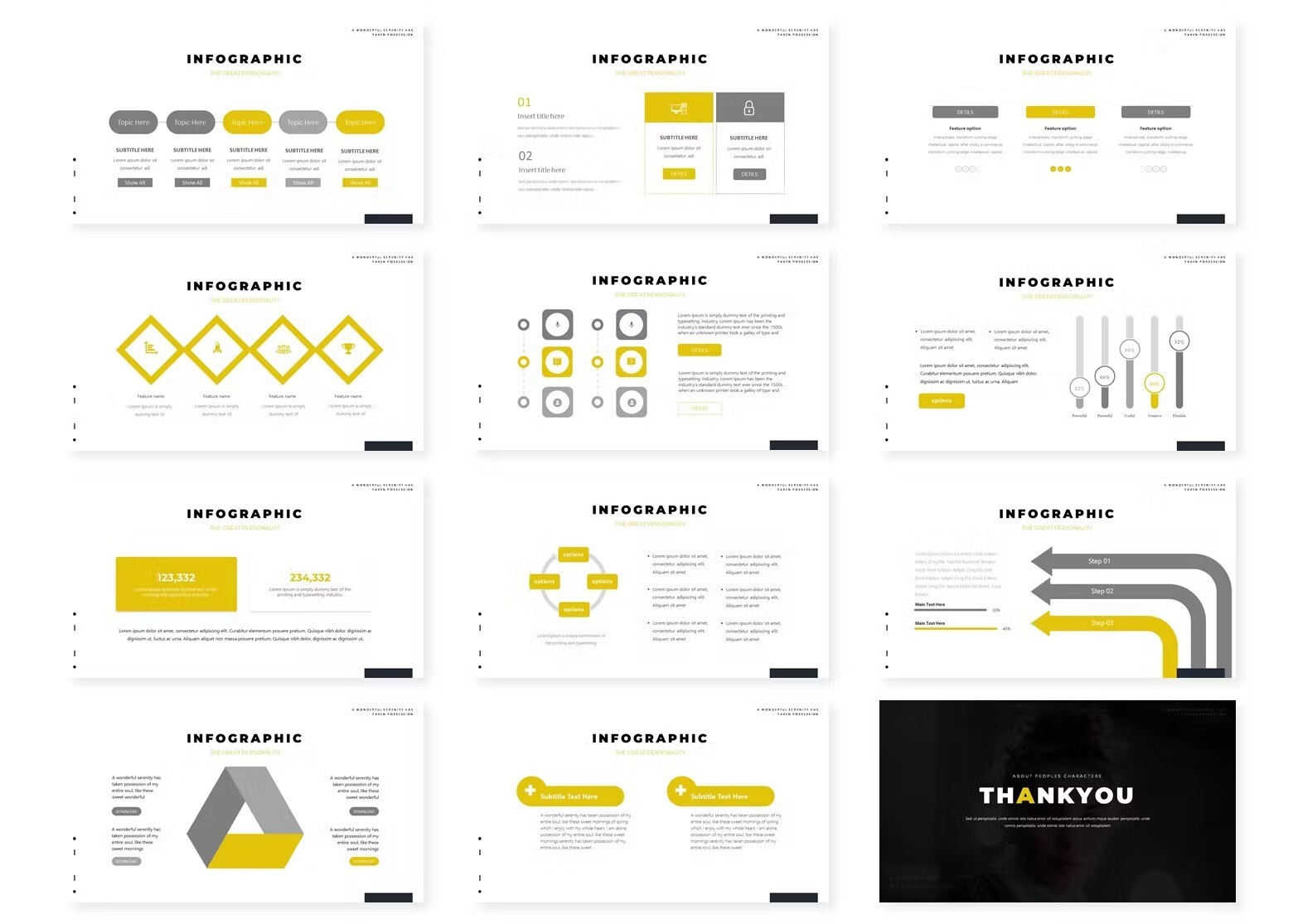 Light template with so cute yellow infographics.
