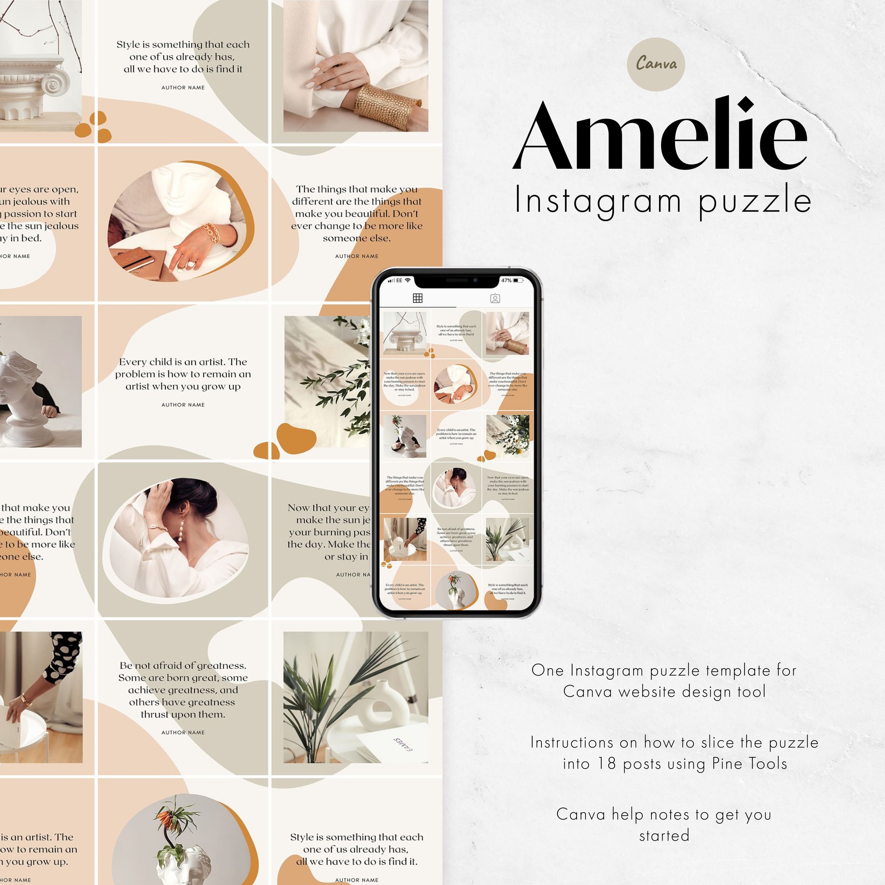 Amelie Instagram puzzle | CANVA cover.