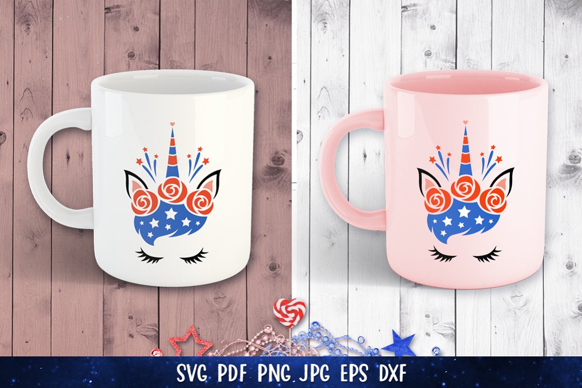American flag unicorn on a cups.