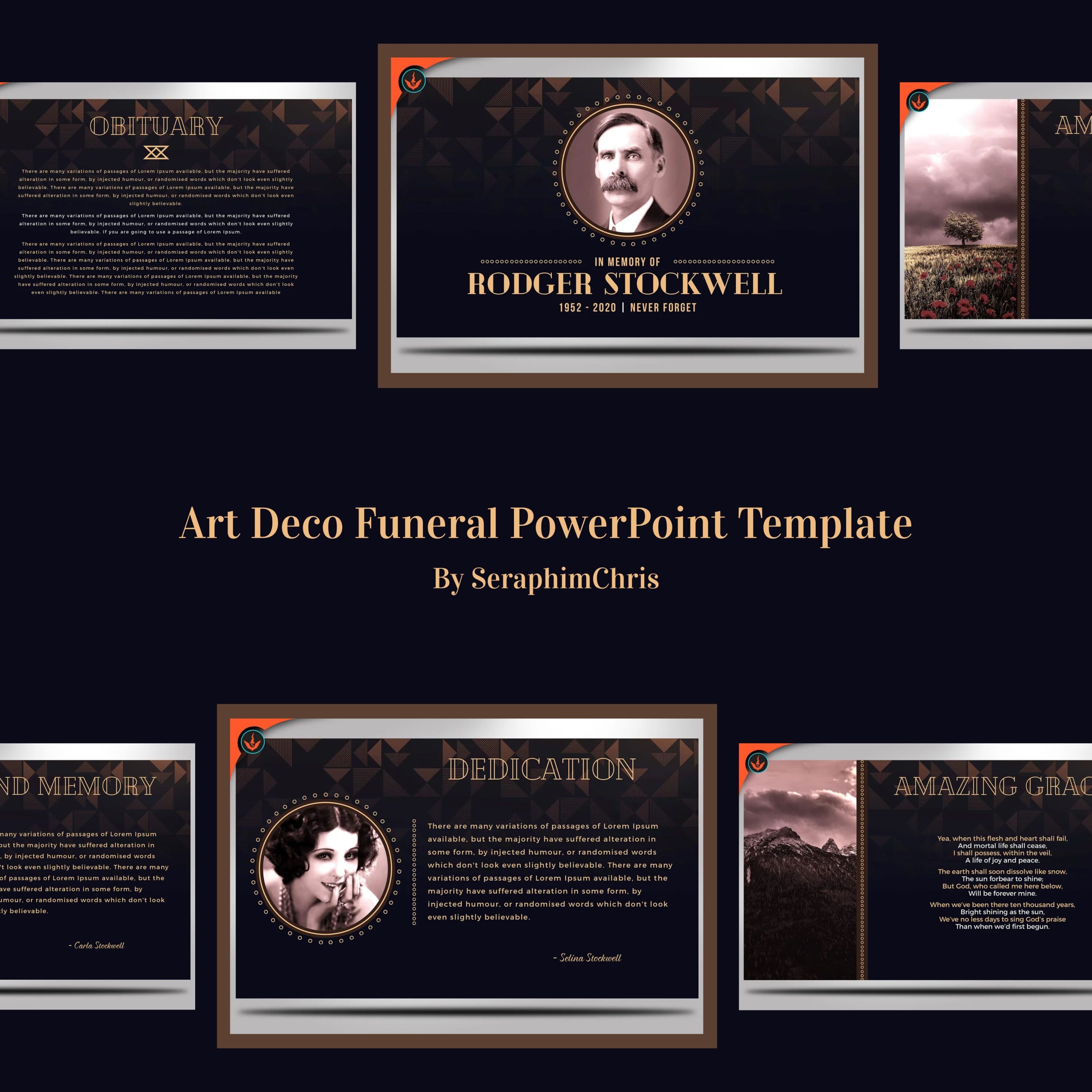 Art Deco Funeral PowerPoint Template.