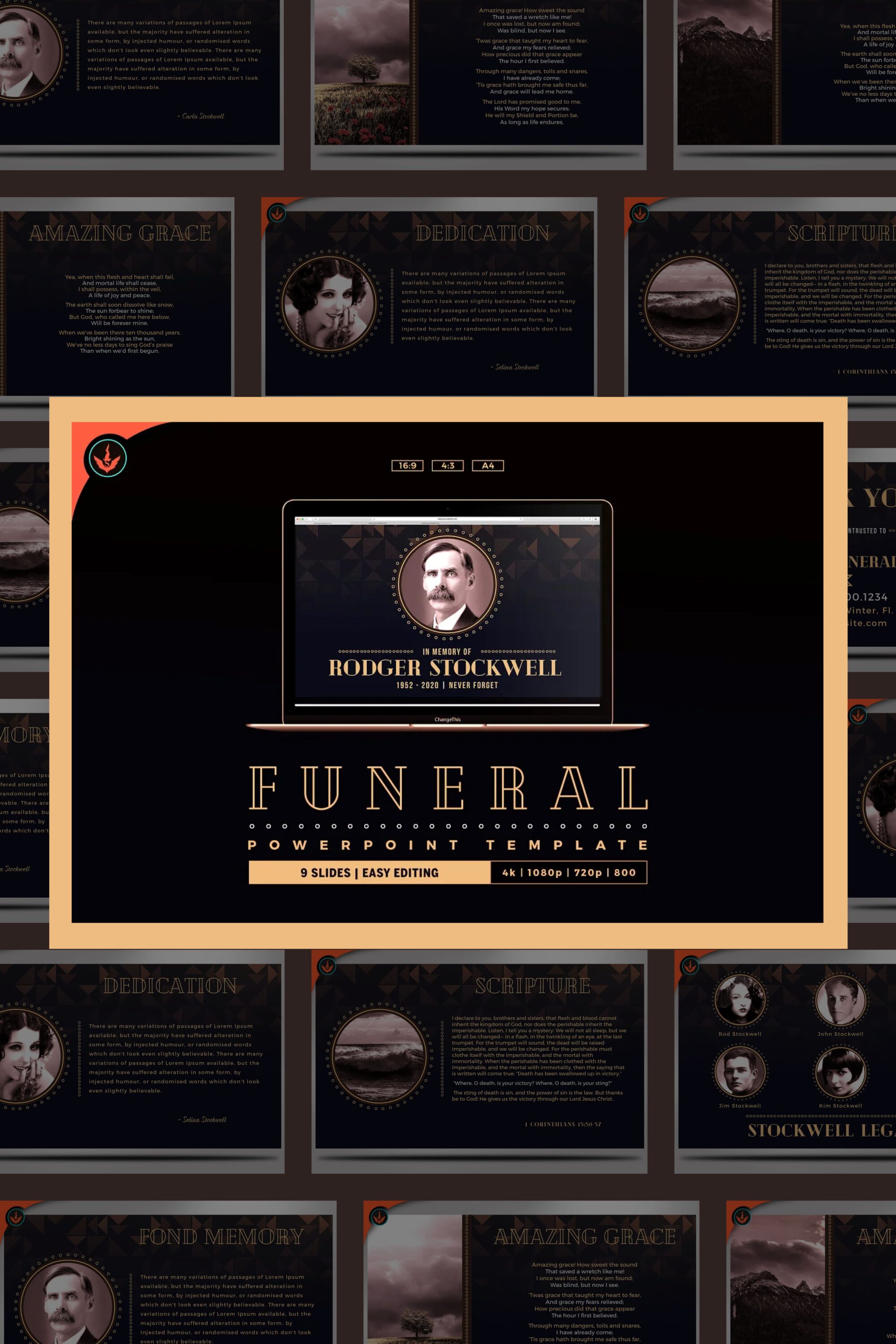 art deco funeral powerpoint template 03