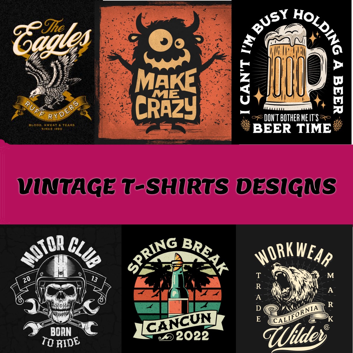 Vintage T-Shirt Design SVG Retro Collection Cover Image.