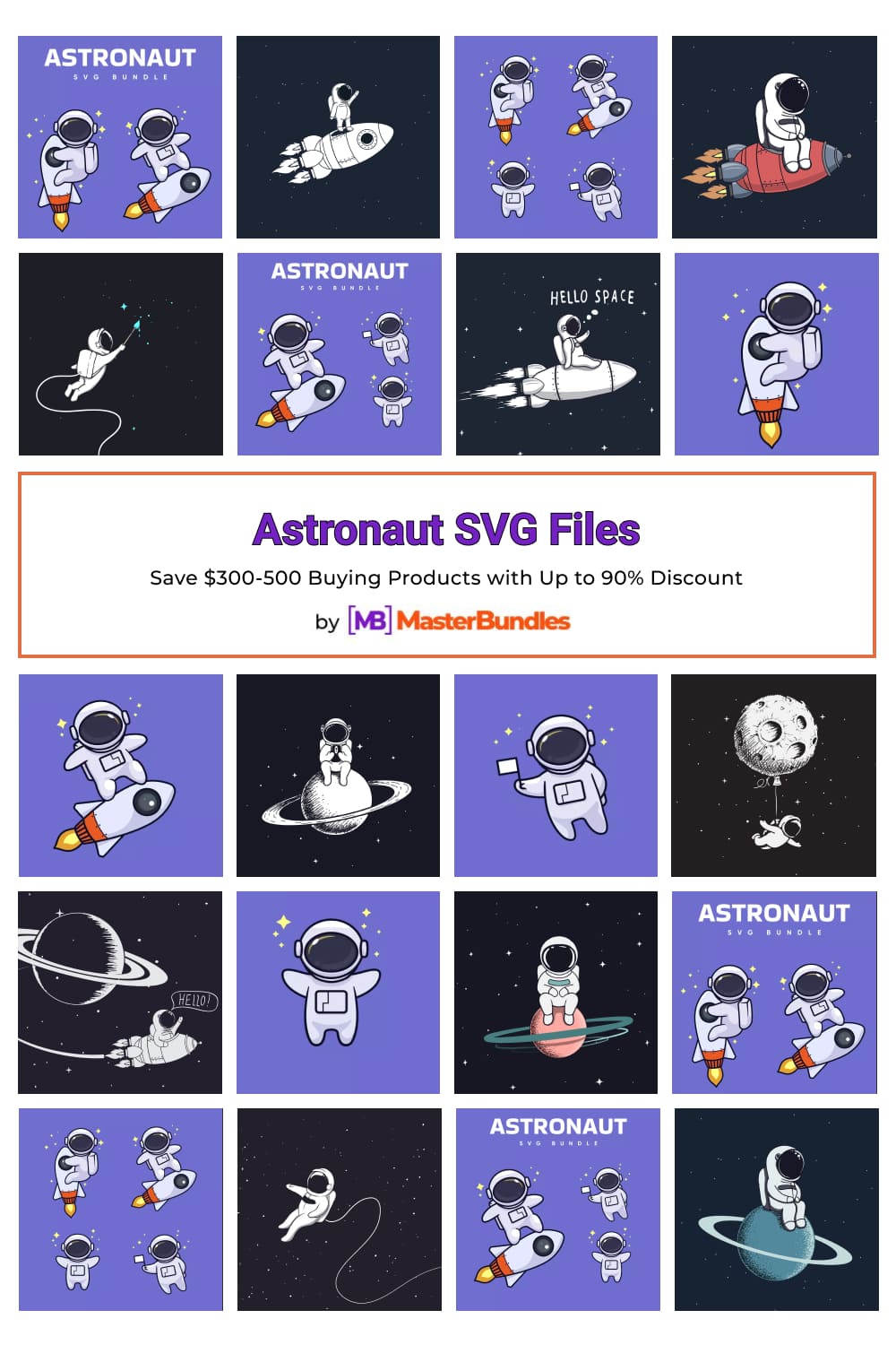 Astronaut SVG Files Pinterest image.
