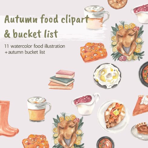 Autumn food clipart & bucket list.