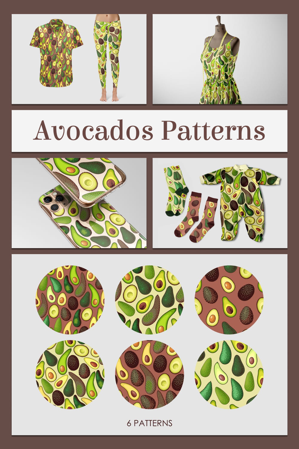 Avocados patterns - pinterest image preview.