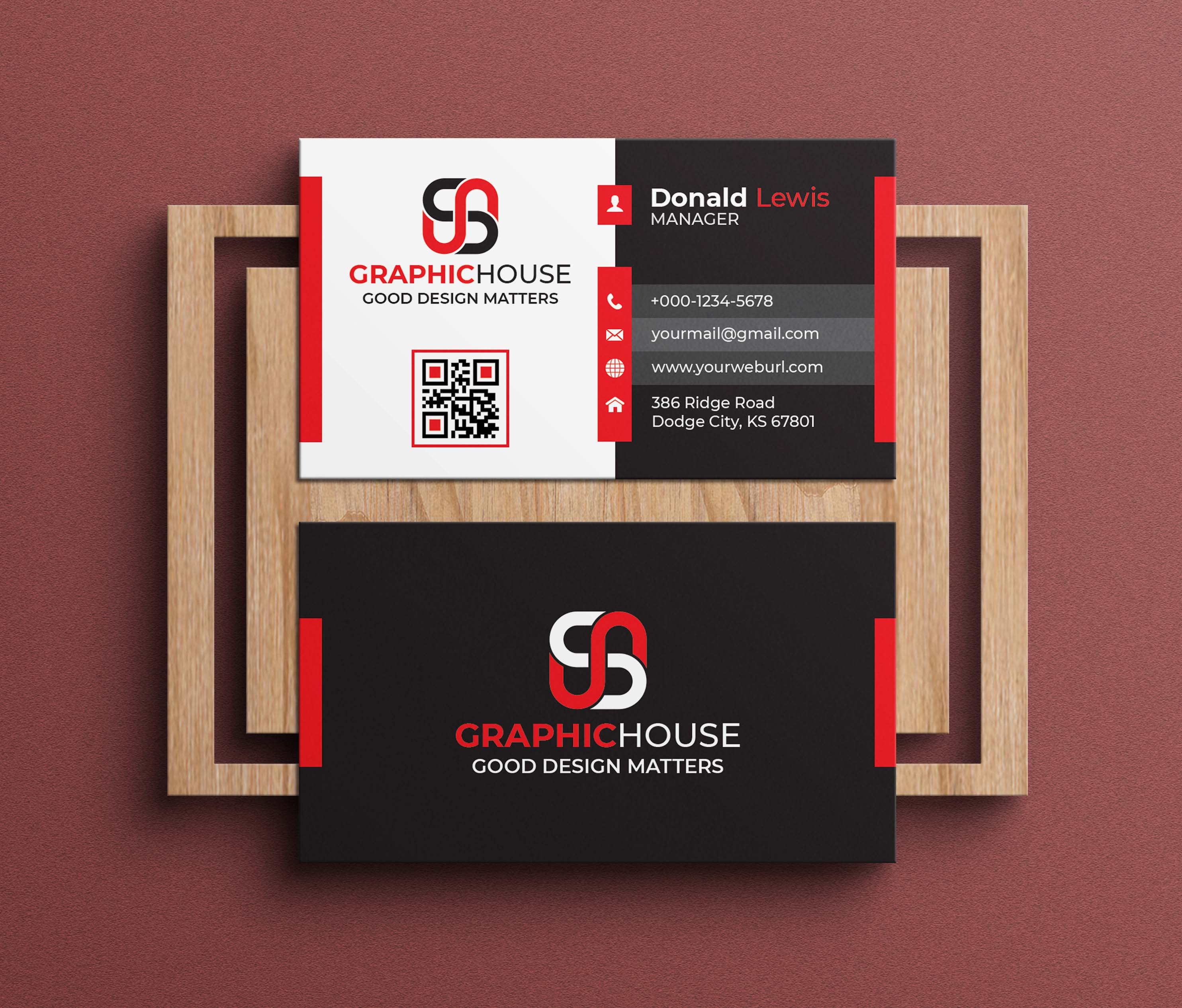 Creative And Professional Business Card Template Printed Example.