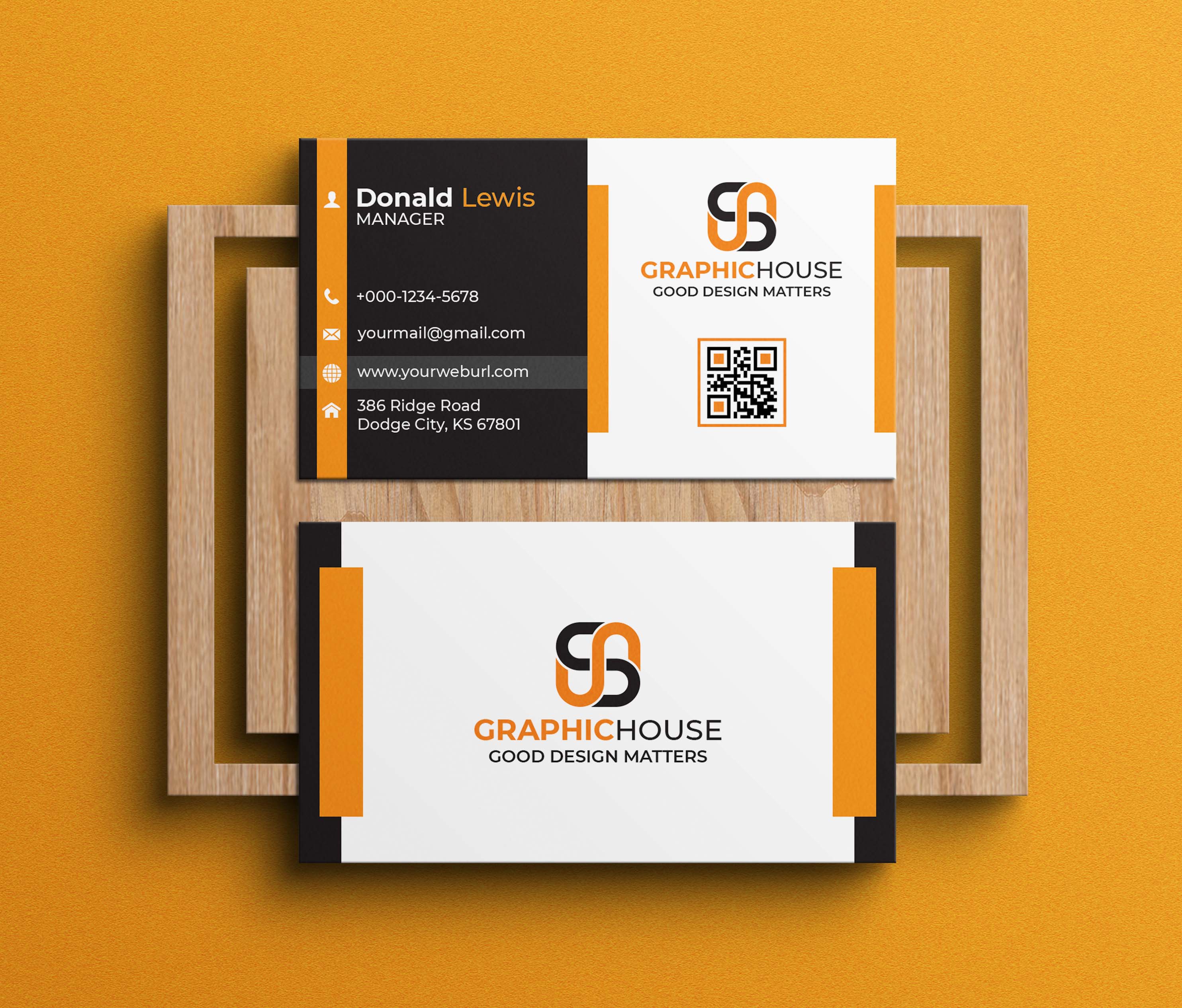 Modern Creative And Professional Business Card Template On Board Example.